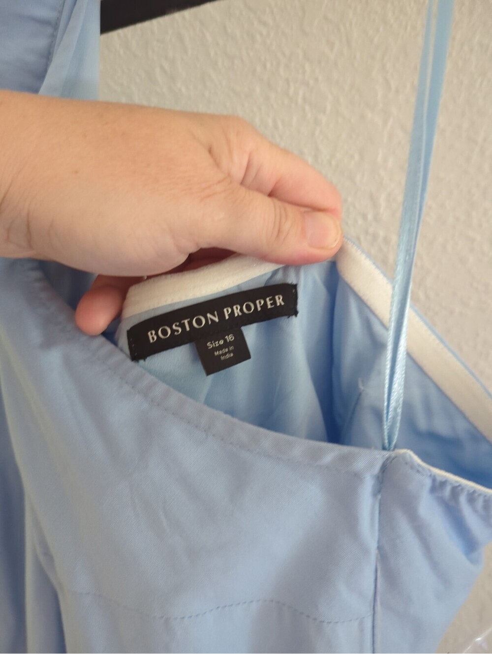 Boston Proper Maxi Length Belted Poplin Collared Shirt Dress Blue size 16 NWT - Picture 8 of 13